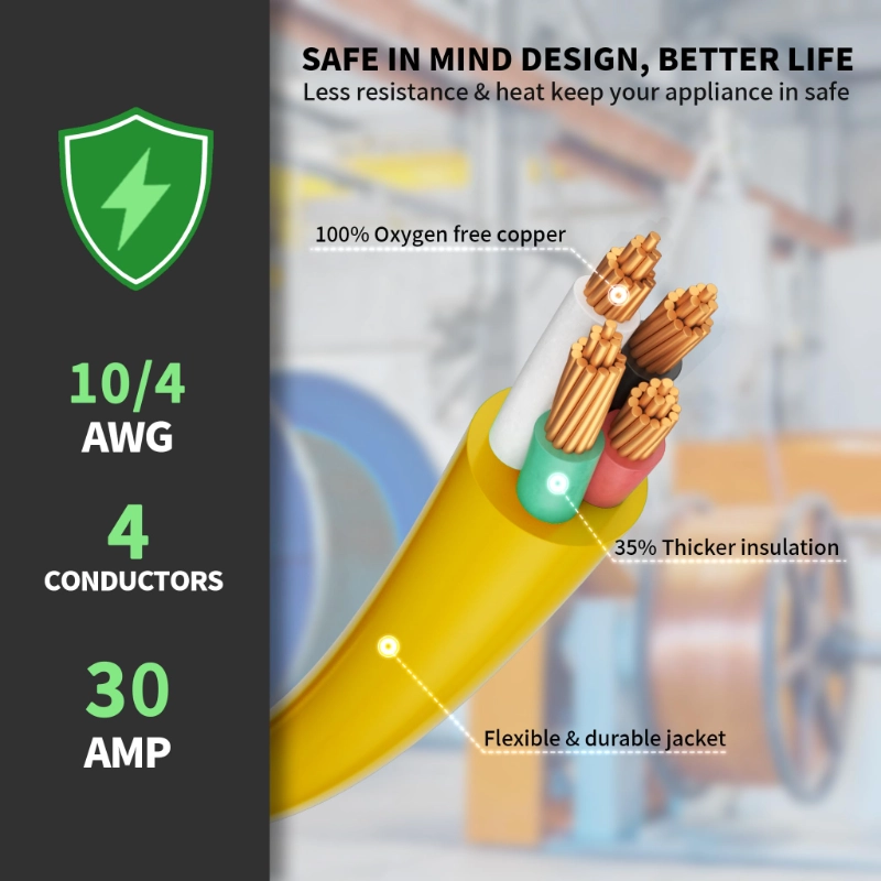 30-Amp Generator Extension Cord (50 Feet) 4-Prong 125/250V 7500W-Vantecable