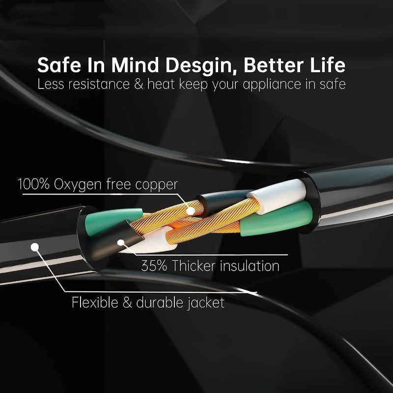 Outdoor Black Extension Cord 50 ft Waterproof,ETL Listed-Vantecable