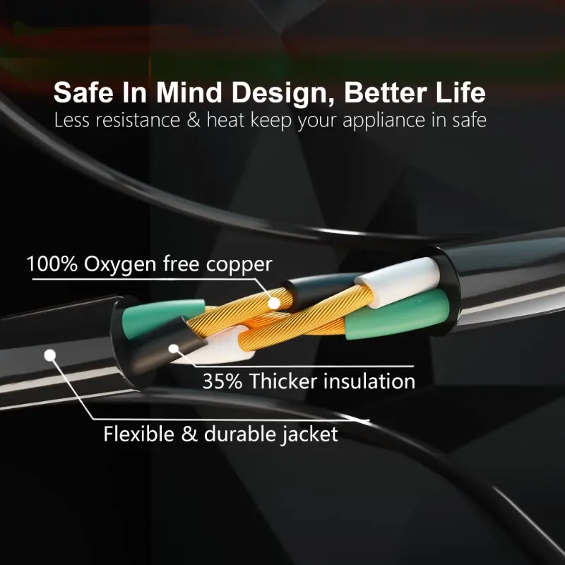 25 FT 16 Gauge Black Indoor Outdoor Extension Cord Waterproof-Vantecable