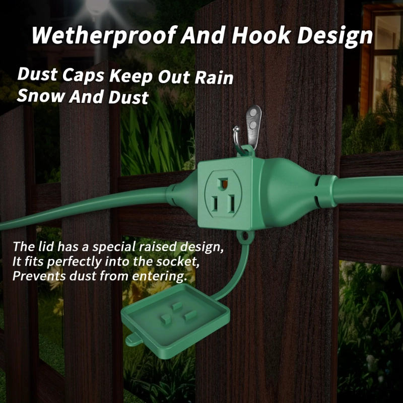 16/3 Gauge Green Outdoor Extension Cord with Multiple Outlets-Vantecable