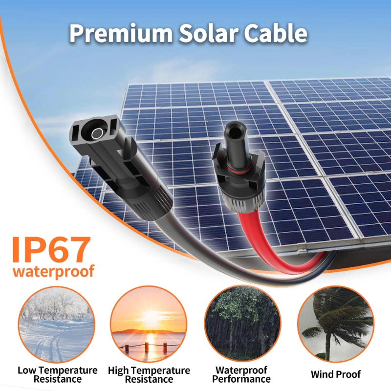 10AWG Solar Extension Cable with Pair of Connectors Solar Panel Adaptor Kit Tool-Vantecable