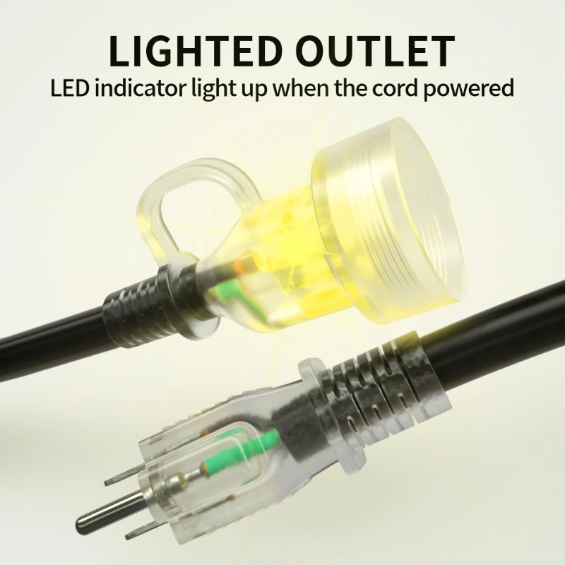 25FT 16 Gauge Black Outdoor Extension Cord Waterproof-Vantecable