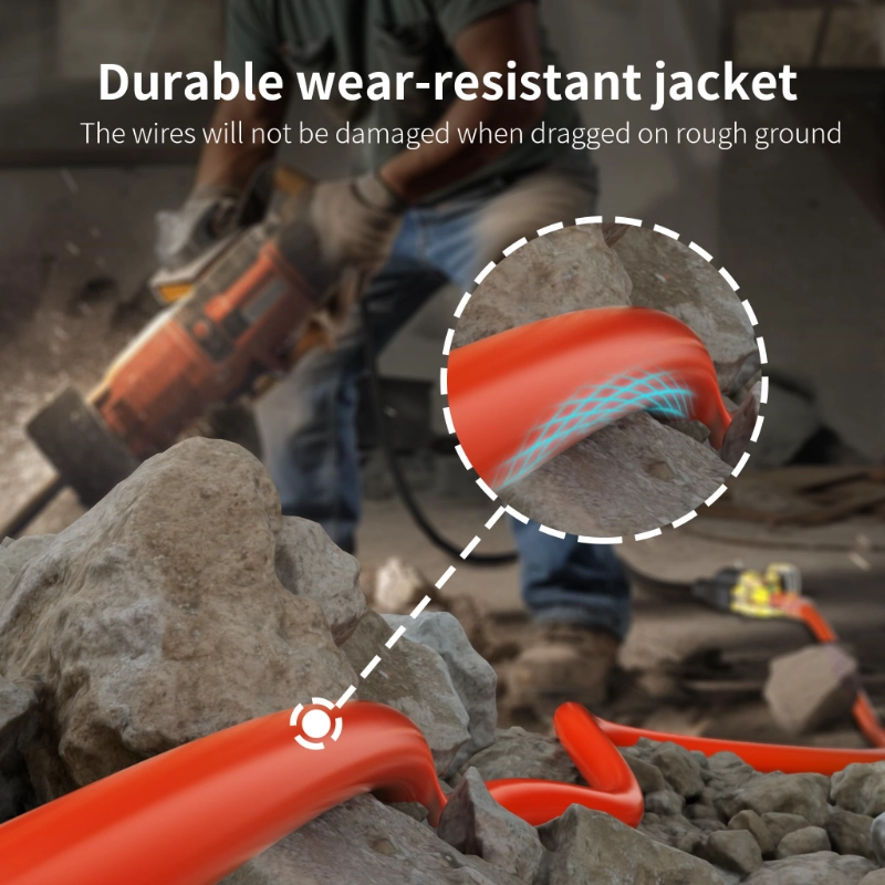 12/3 Gauge Heavy Duty Outdoor Extension Cord 50 ft Waterproof with Lighted end-Vantecable