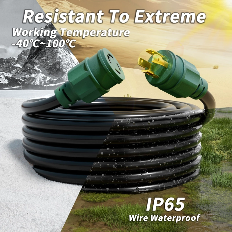 25FT 30 Amp Generator Extension Cord 4 Prong, NEMA L14-30P/L14-30R 10 Gauge-Vantecable