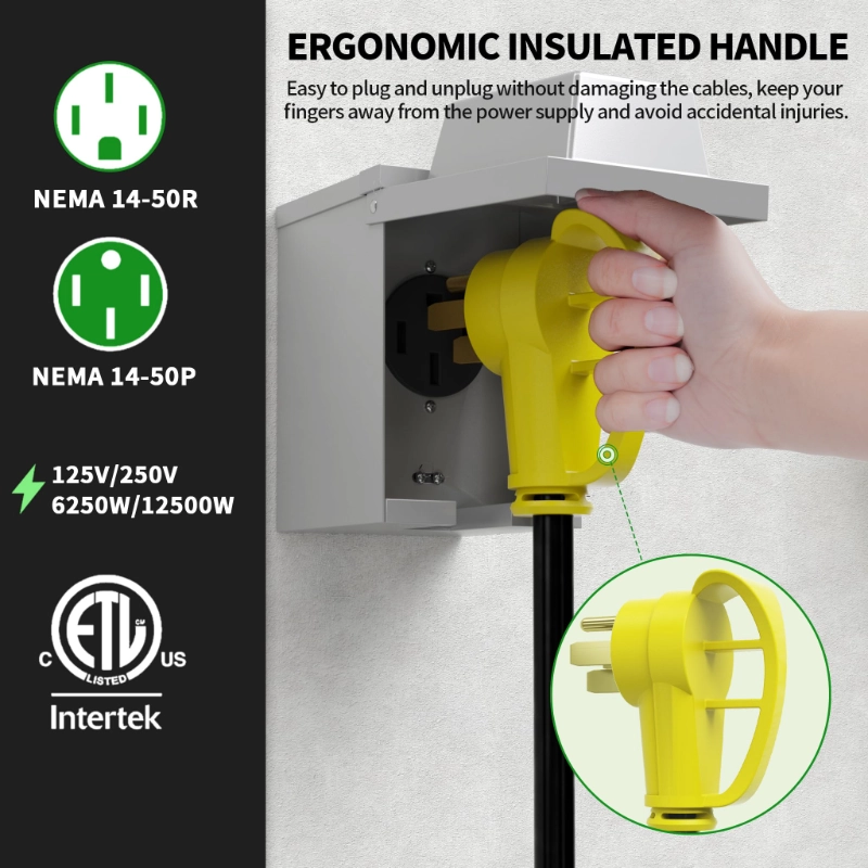 NEMA 14-50P to NEMA 14-50R 50 Amp RV/EV Extension Cord Outdoor with Grip Handle-Vantecable