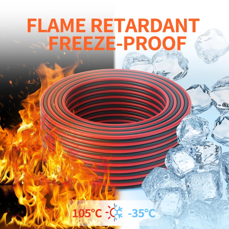 16 Gauge Wire, 16AWG Automotive Electrical Wire 50FT 2 Conductor Red Black 12V/24V DC Cable LED Strips Extension Cord-Vantecable