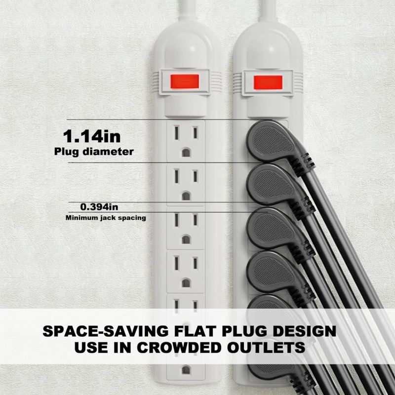 3 Pack 3 Foot Flat Plug Extension Cord Black, 14/3 Gauge Indoor Short Extension Cable-Vantecable