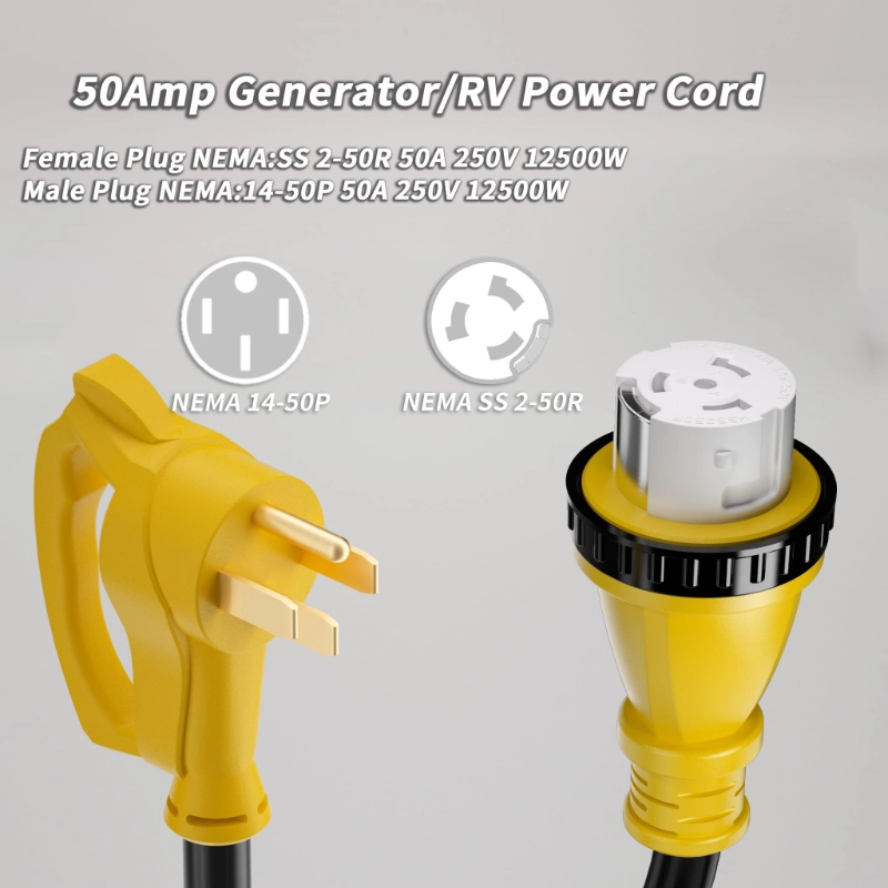 50 Amp Generator Cord, 10FT 50 Amp RV Extension Cord with Twist Lock-Vantecable