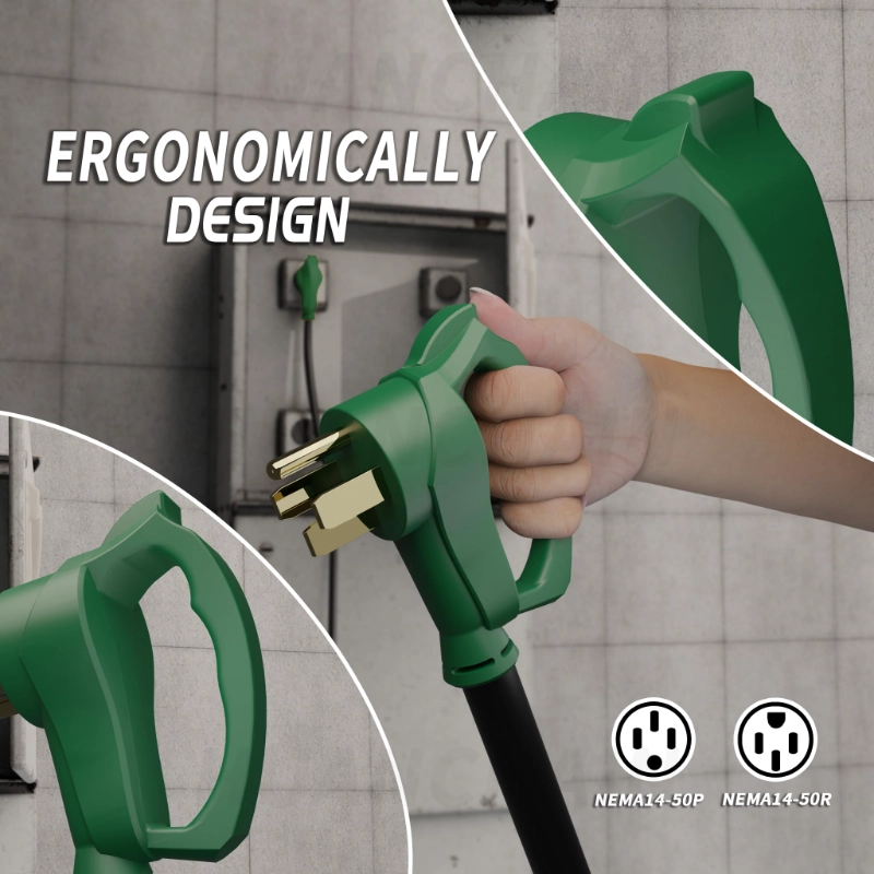 NEMA 14-50P/14-50R 100 FT 50 Amp RV/EV Extension Cord Outdoor with Grip Handle-Vantecable