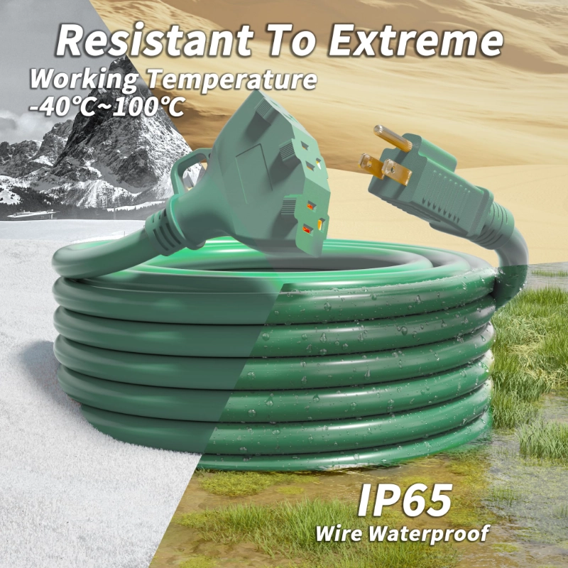 10 FT 16/3 Green Outdoor Extension Cord with Multiple Outlets, 13A 1625W 16AWG SJTW, ETL Listed-Vantecable