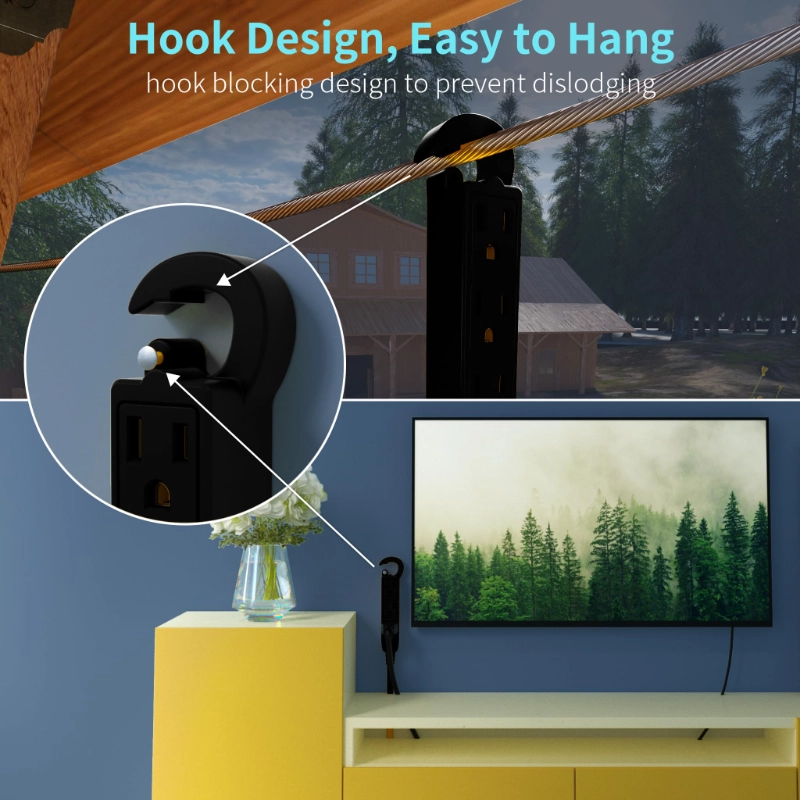 16/3 20 Ft 3 Outlet Extension Cord Outdoor Waterproof-Vantecable