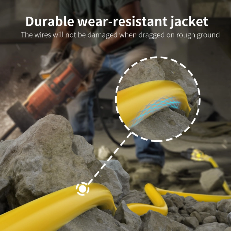 25 ft 12/3 Gauge Heavy Duty Outdoor Extension Cord Waterproof with Lighted-Vantecable