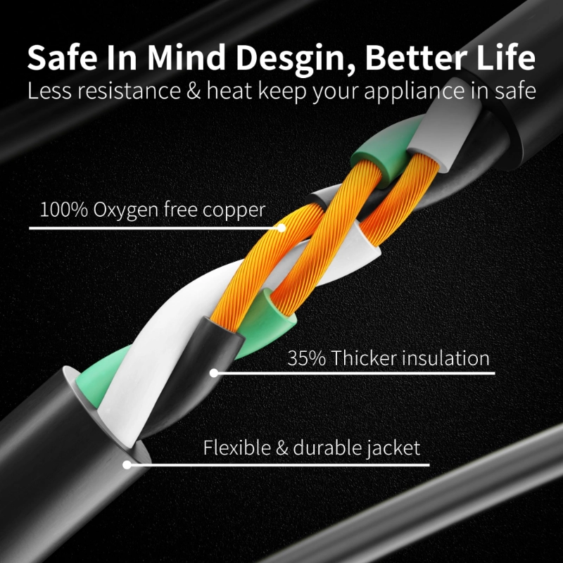 14 Gauge 3 Feet (3 Pack) Flat Plug Extension Cord Black Indoor Outdoor-Vantecable