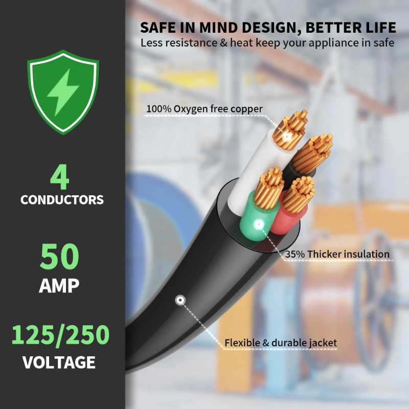 NEMA 14-50P to NEMA 14-50R 50 Amp RV/EV Extension Cord 15 FT Outdoor with Grip Handle-Vantecable