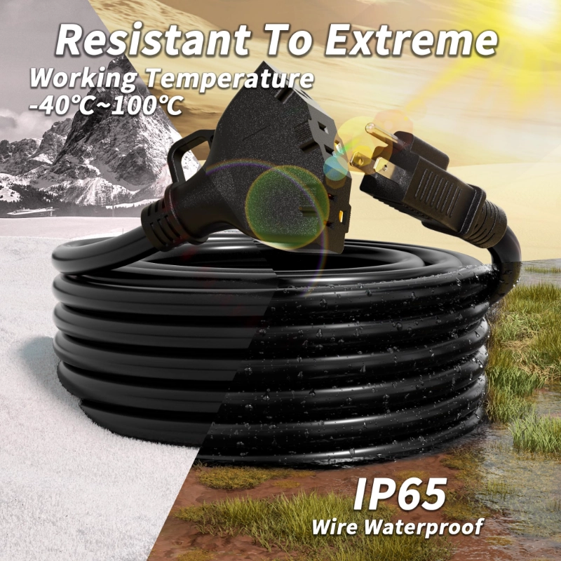 15 FT 12/3 Gauge Outdoor Extension Cord with Multiple Outlets-Vantecable