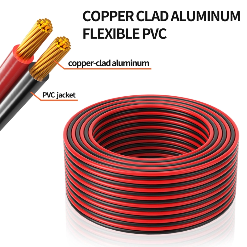 16 Gauge Wire, 16AWG Automotive Electrical Wire 50FT 2 Conductor Red Black 12V/24V DC Cable LED Strips Extension Cord-Vantecable