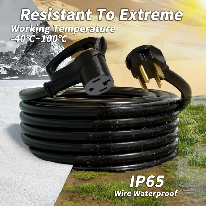 30 AMP 4 Prong Dryer Cord 25 FT Outdoor Black, 10/4 Gauge Dryer Extension Cord Heavy Duty-Vantecable