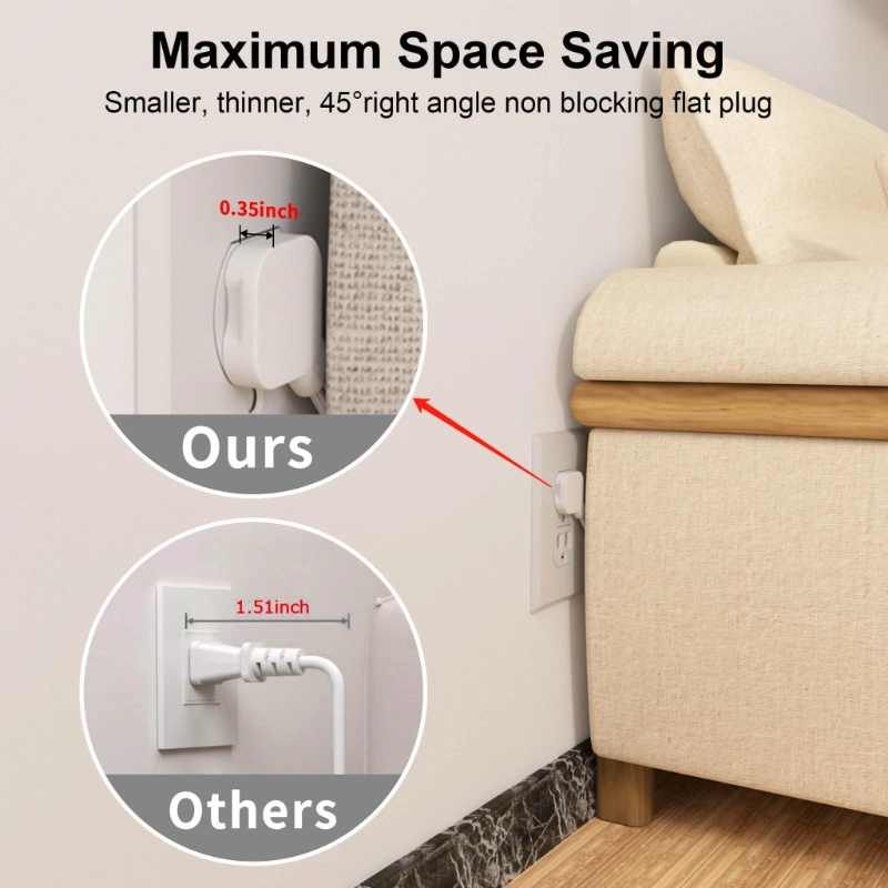 Vantecable 5ft 2 Pack 18/3 White Flat Plug Replacement Extension Cord-Vantecable