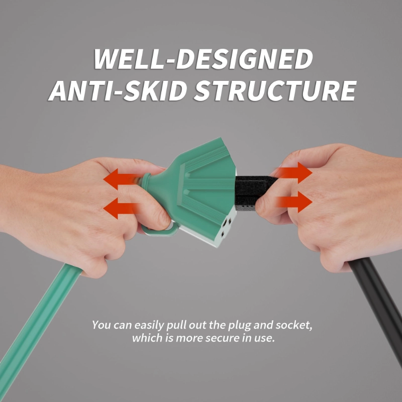 10 FT 16/3 Green Outdoor Extension Cord with Multiple Outlets, 13A 1625W 16AWG SJTW, ETL Listed-Vantecable