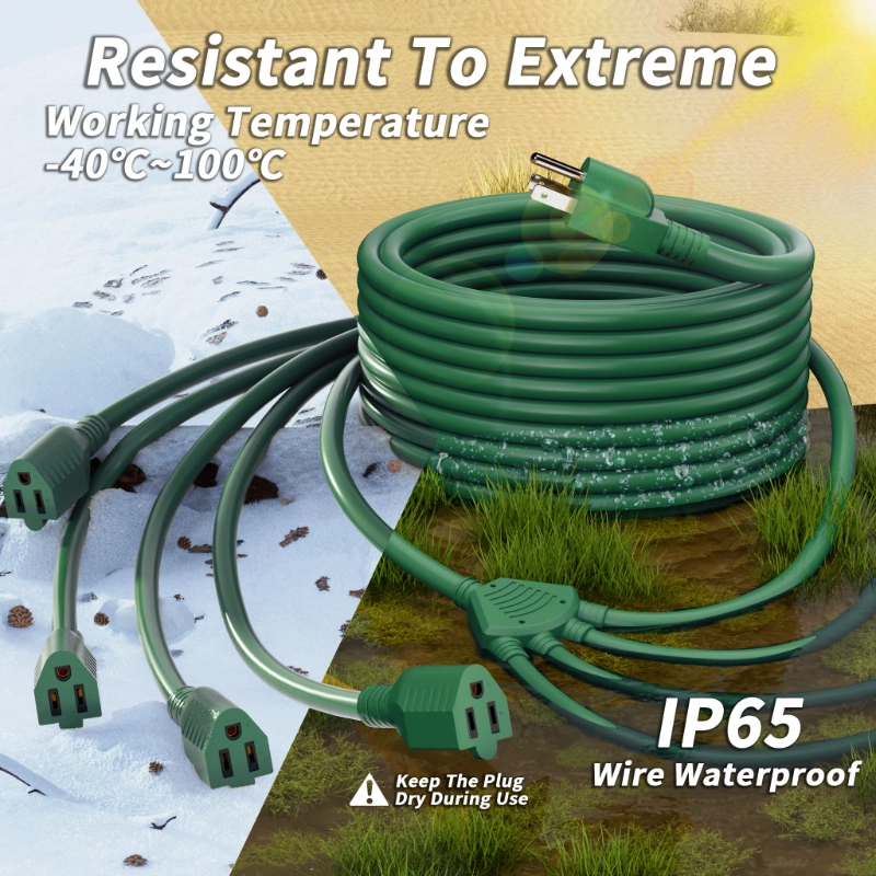 1 to 4 Splitter Outdoor Extension Cord with Multiple Outlets-Vantecable