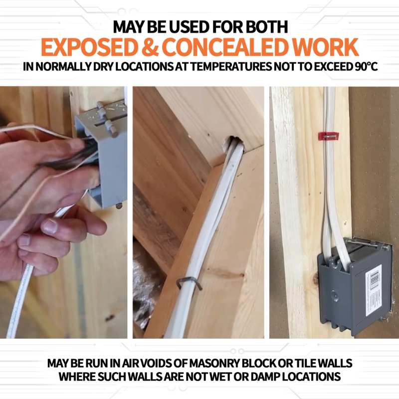 Electrical Wire 14 Gauge Wire 2 Conductors Non-Metallic with Ground Wire-Vantecable