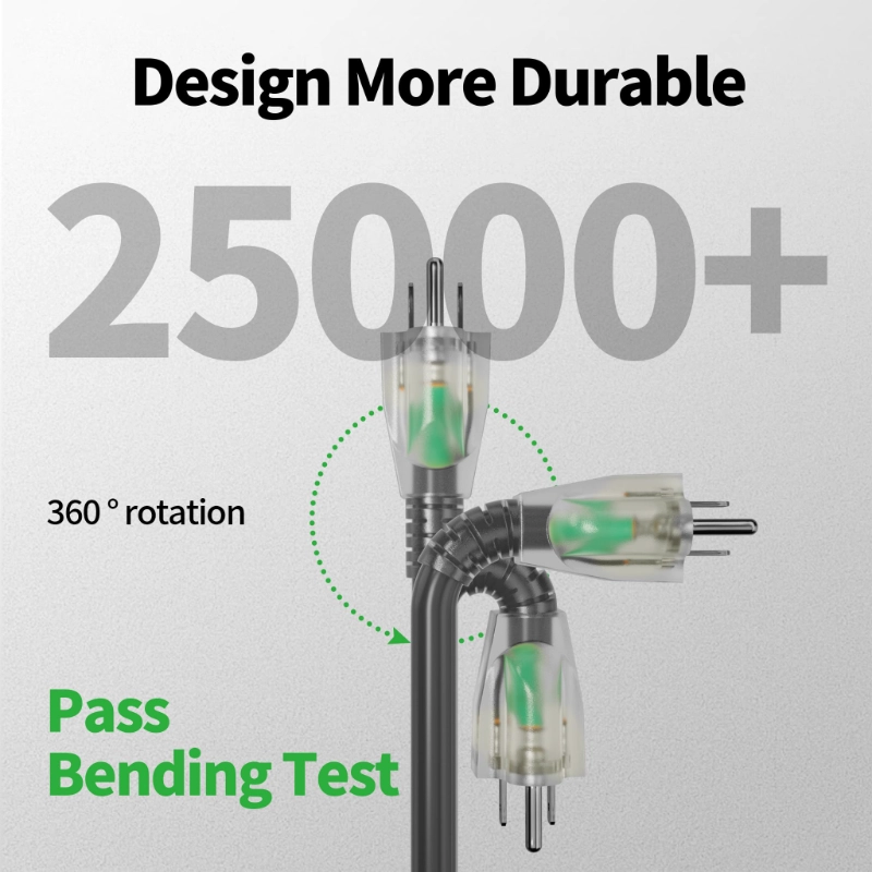 25FT 16 Gauge Black Outdoor Extension Cord Waterproof-Vantecable