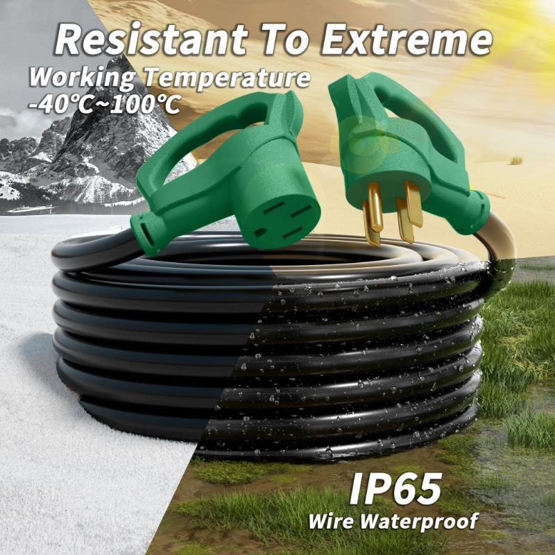 NEMA 14-50P/14-50R 100 FT 50 Amp RV/EV Extension Cord Outdoor with Grip Handle-Vantecable