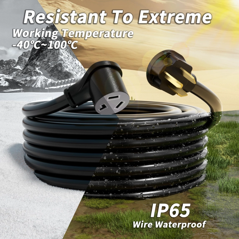 30 AMP 3 Prong Dryer Cord 25 FT Outdoor Black, 10/3 Gauge Dryer Extension Cord Heavy Duty-Vantecable