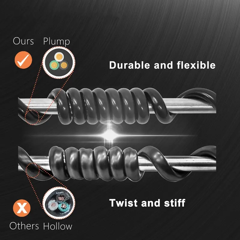 25 FT 16 Gauge Black Indoor Outdoor Extension Cord Waterproof-Vantecable