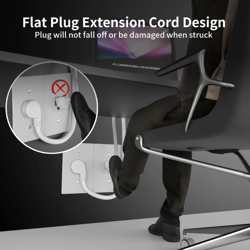 14 Gauge 3 Feet (3 Pack) Flat Plug Extension Cord White Indoor Outdoor-Vantecable