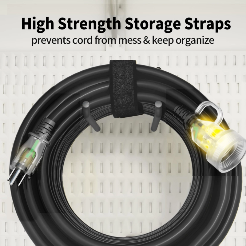 25FT 16 Gauge Black Outdoor Extension Cord Waterproof-Vantecable