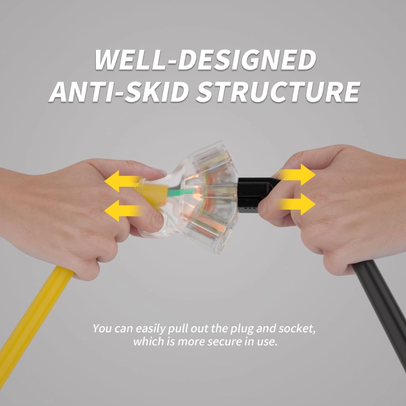 12/3 Gauge Outdoor Extension Cord with Multiple Outlets Light Indicator-Vantecable