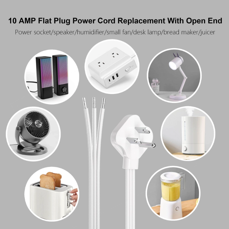 Vantecable 5ft 2 Pack 18/3 White Flat Plug Replacement Extension Cord-Vantecable