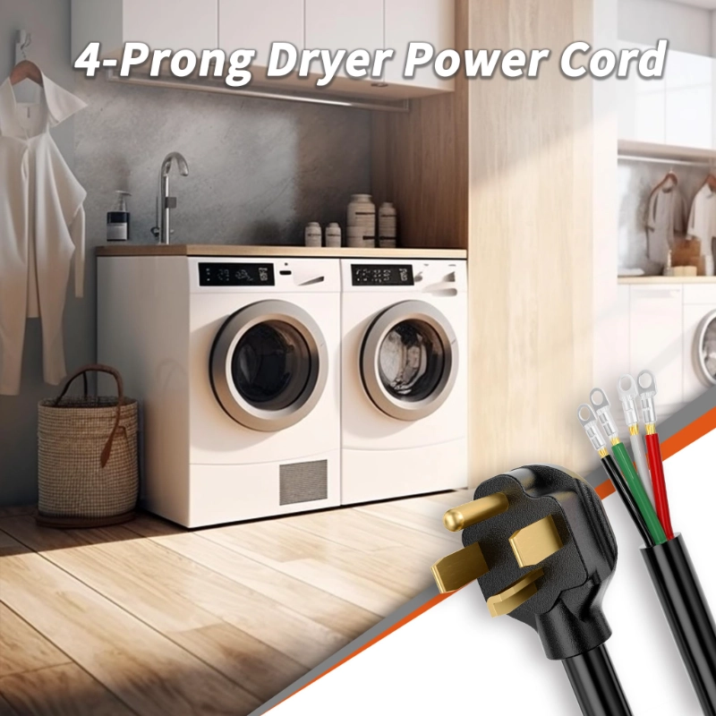4 Prong Dryer Cord 30 AMP Black, 10/4 Gauge Dryer Extension Cord Heavy Duty-Vantecable