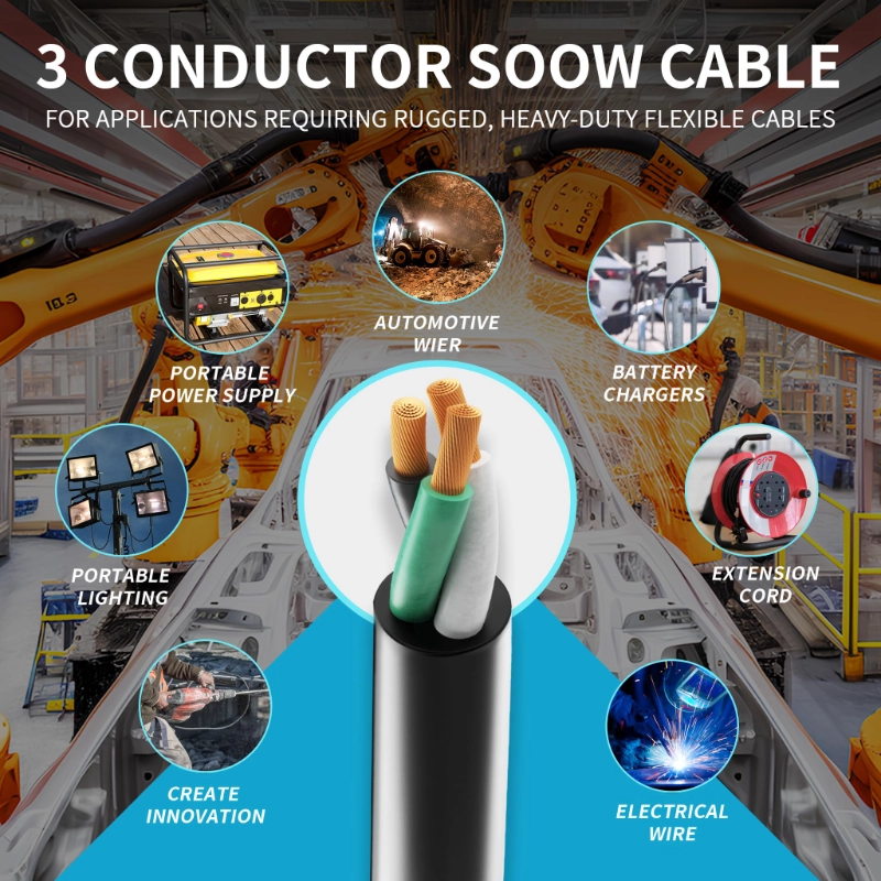 10 Gauge Wire,SOOW Bulk Cable-10 Gauge 3 Conductor-Rated for 600V-Vantecable