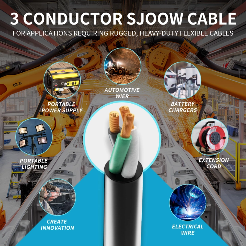 Electric 14/3 SJOOW Bulk Cable-14 Gauge 3 Conductor-Rated for 300V-Vantecable