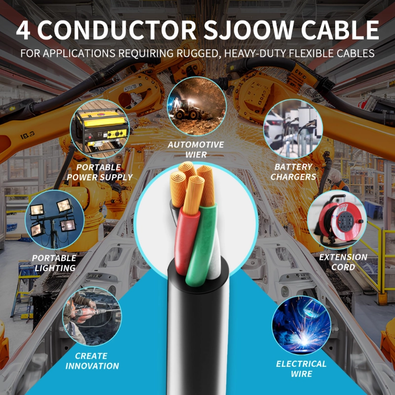Electric 16/4 SJOOW Bulk Cable-16 Gauge 4 Conductor-Rated for 300V-Vantecable