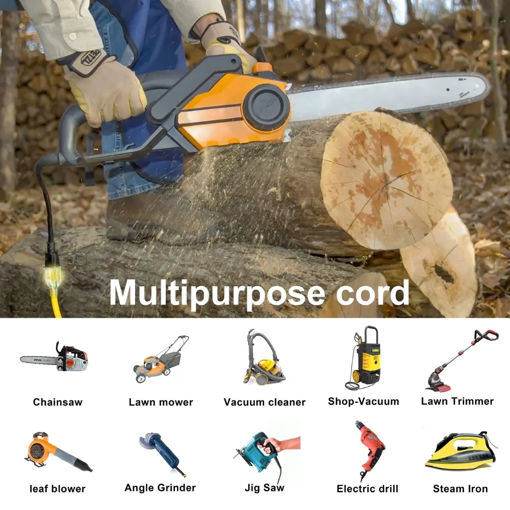 25 ft 14/3 Gauge Heavy Duty Outdoor Extension Cord Waterproof with Lighted-Vantecable