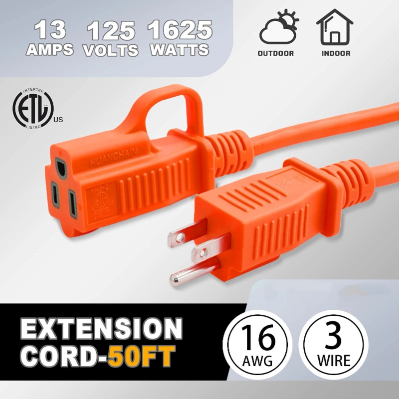 Indoor Outdoor Extension Cord 50 ft Waterproof, 16/3 Gauge-Vantecable