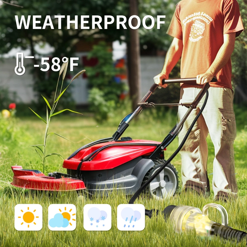 25FT 16 Gauge Black Outdoor Extension Cord Waterproof-Vantecable