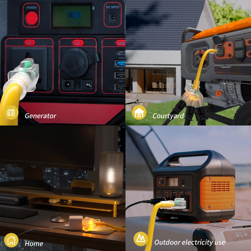 12/3 Gauge Outdoor Extension Cord with Multiple Outlets Light Indicator-Vantecable