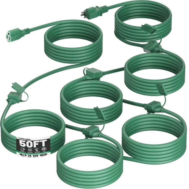 16/3 Gauge Green Outdoor Extension Cord with Multiple Outlets-Vantecable