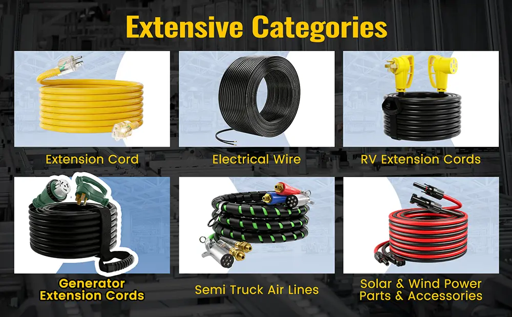 Vantecable generator power cords alongside our diverse range of backup energy solutions.