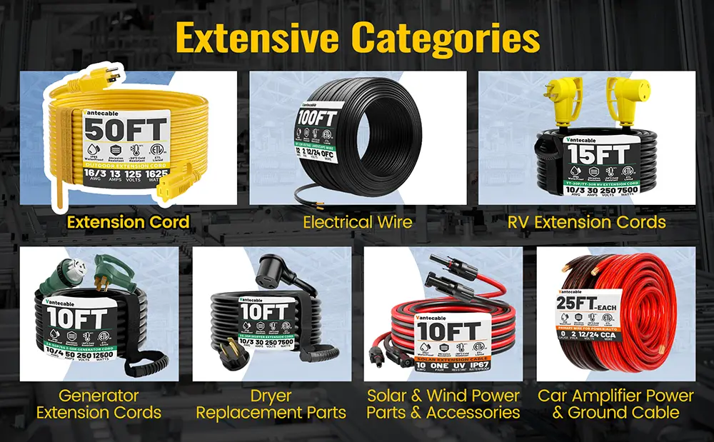 {"default":"Vantecable heavy-duty outdoor extension cords, part of our extensive industrial power cable collection."}
