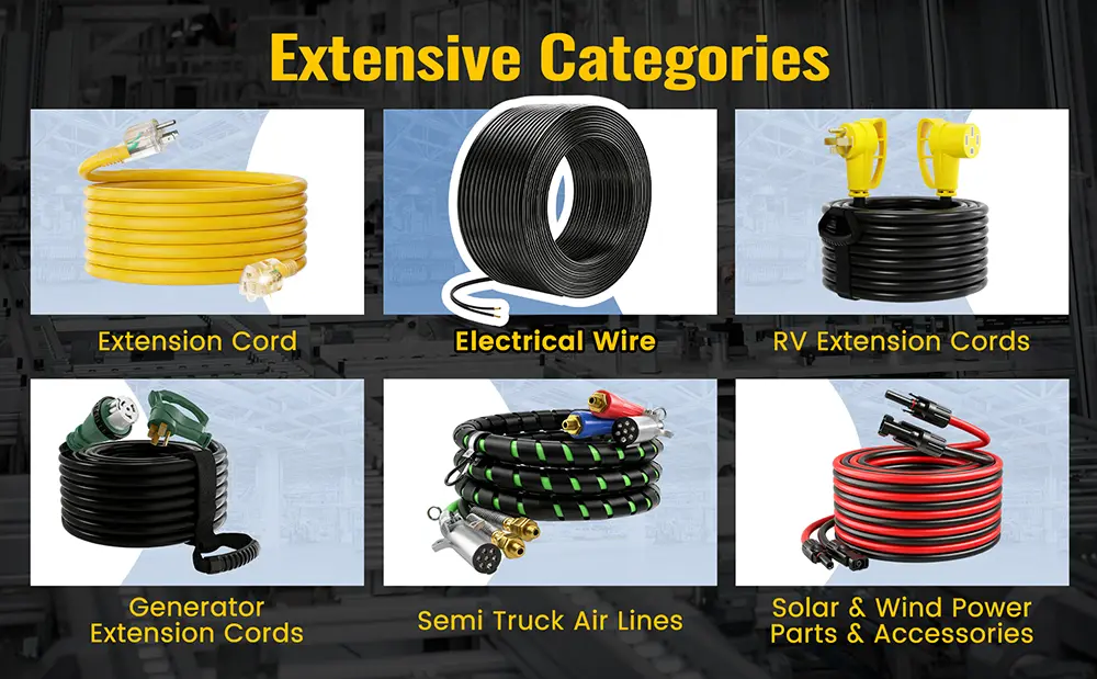 Vantecable electrical wires and landscape cables, showcasing our wide range of power solutions.