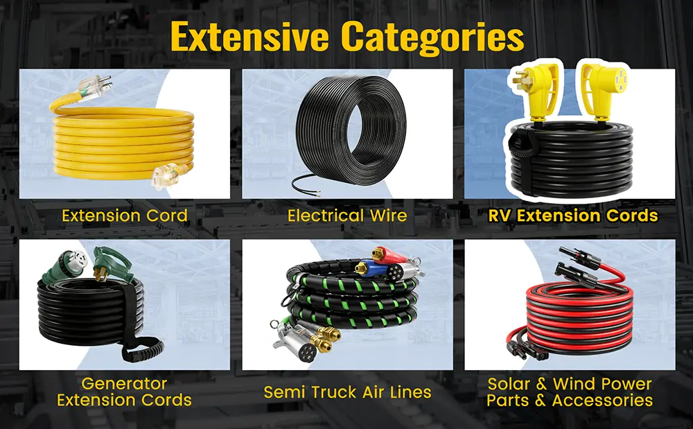 Vantecable 30/50 Amp RV extension cords and our broad portfolio of vehicle power accessories.