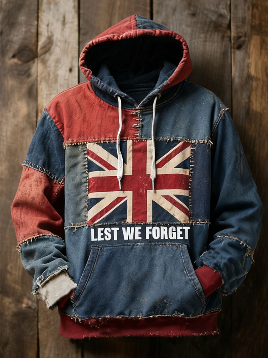 Men's British Remembrance Day Oversized Drop-Shoulder Hoodie With Pockets