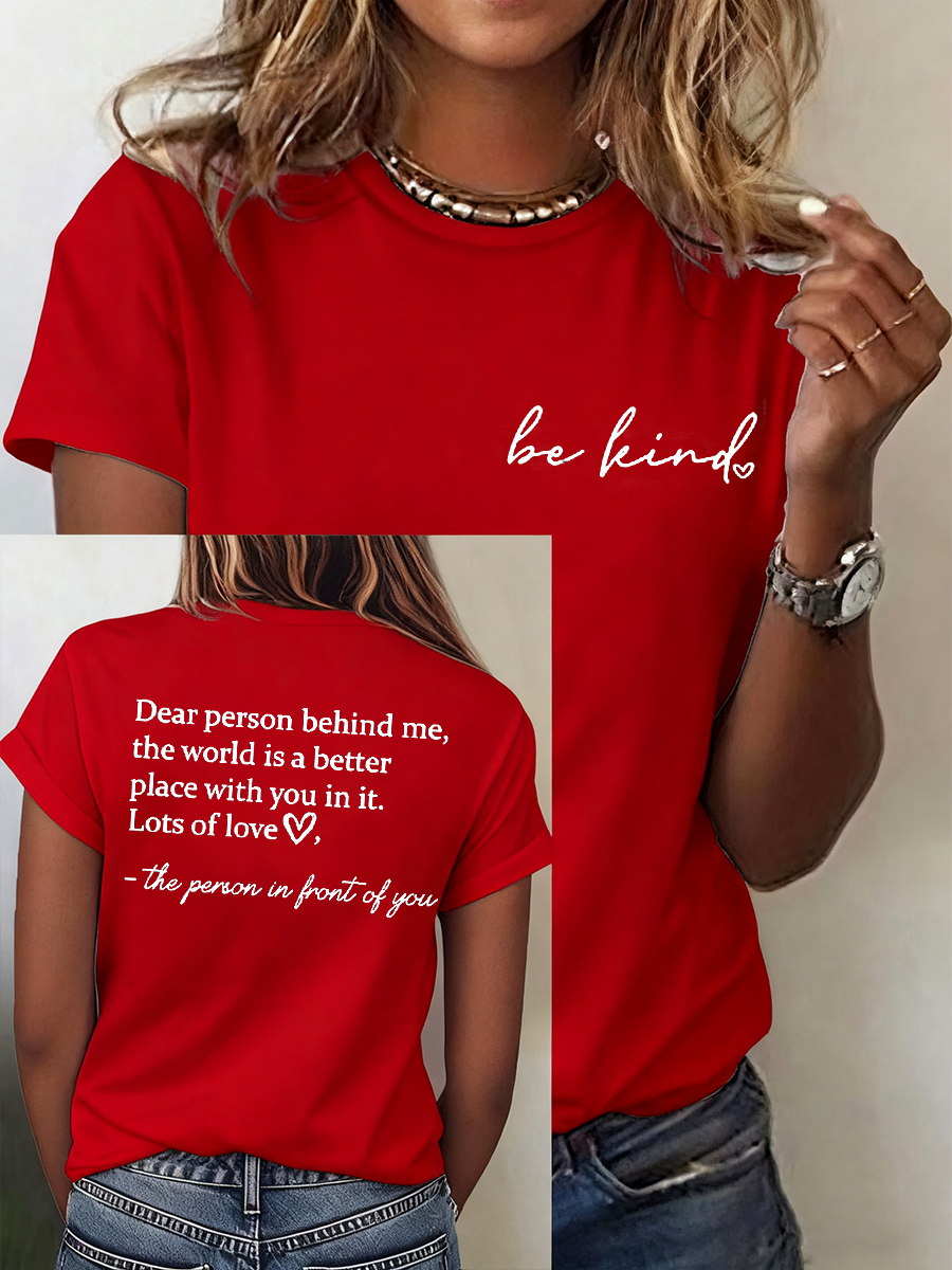 Women's Dear Person Behind Me Be Kind Short Sleeve T-Shirt