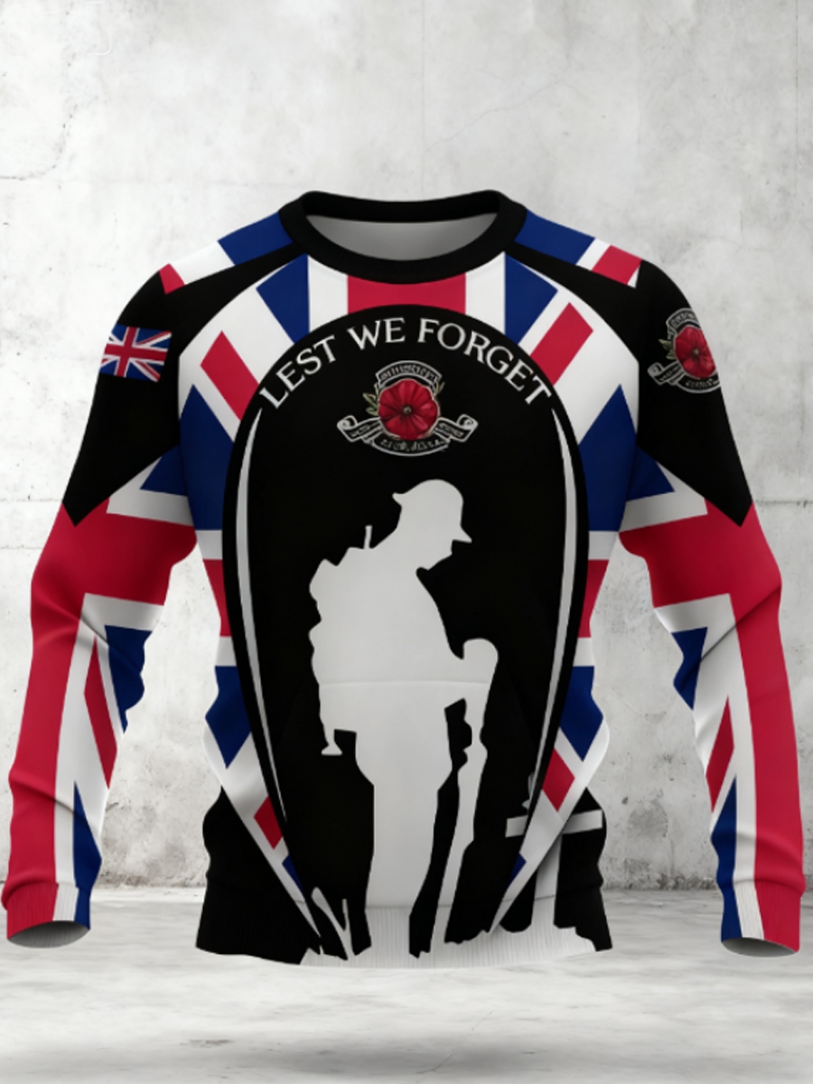 Men's Remembrance Day UK army flag Crew Neck Sweatshirt
