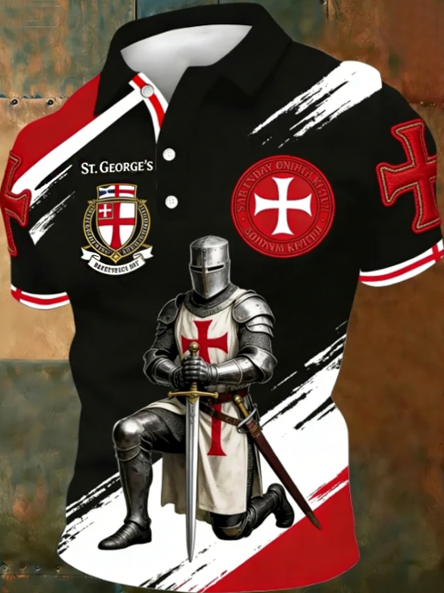 Men's St George's Day Casual Short-Sleeve Polo Shirt